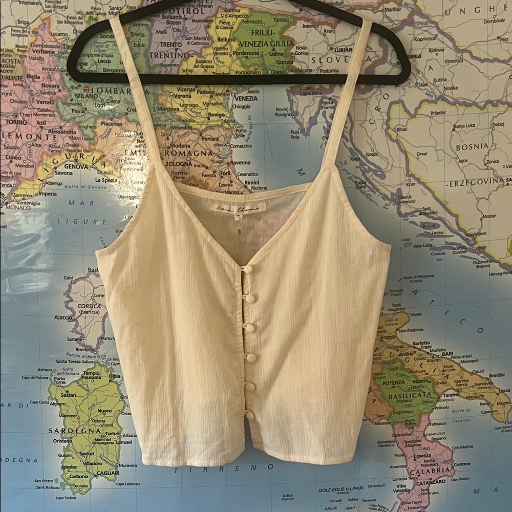Kara Thoms Cream Button-Up Cami